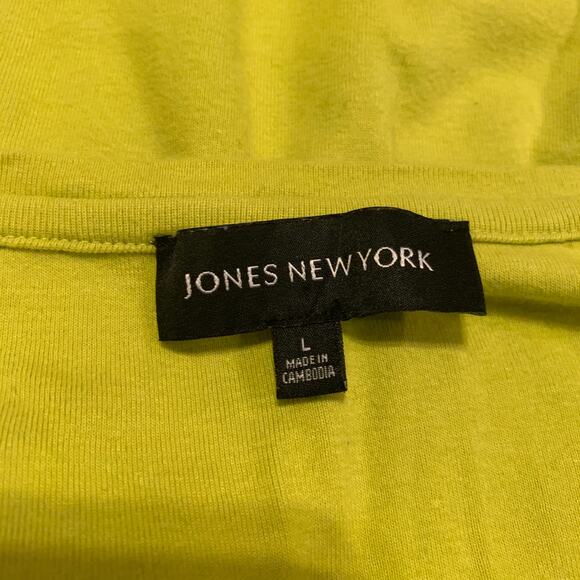 Jones New York JNY Cap Sleeve T-Shirt-Womens Chartreuse Green Solid Large Casual - Picture 3 of 5